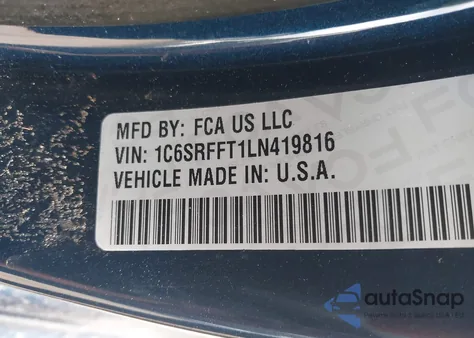 2020 Ram 1500 Big Horn 4X4 5'7 Box z USA, uszkodzony, nr VIN 1C6SRFFT1LN419816